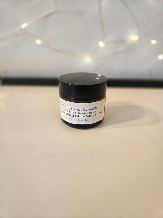 Whipped Tallow Cream (Unscented) infused with Calendula 2 oz jar