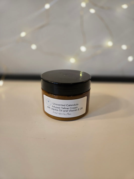 Whipped Tallow Cream (unscented) infused with Calendula 4oz jar